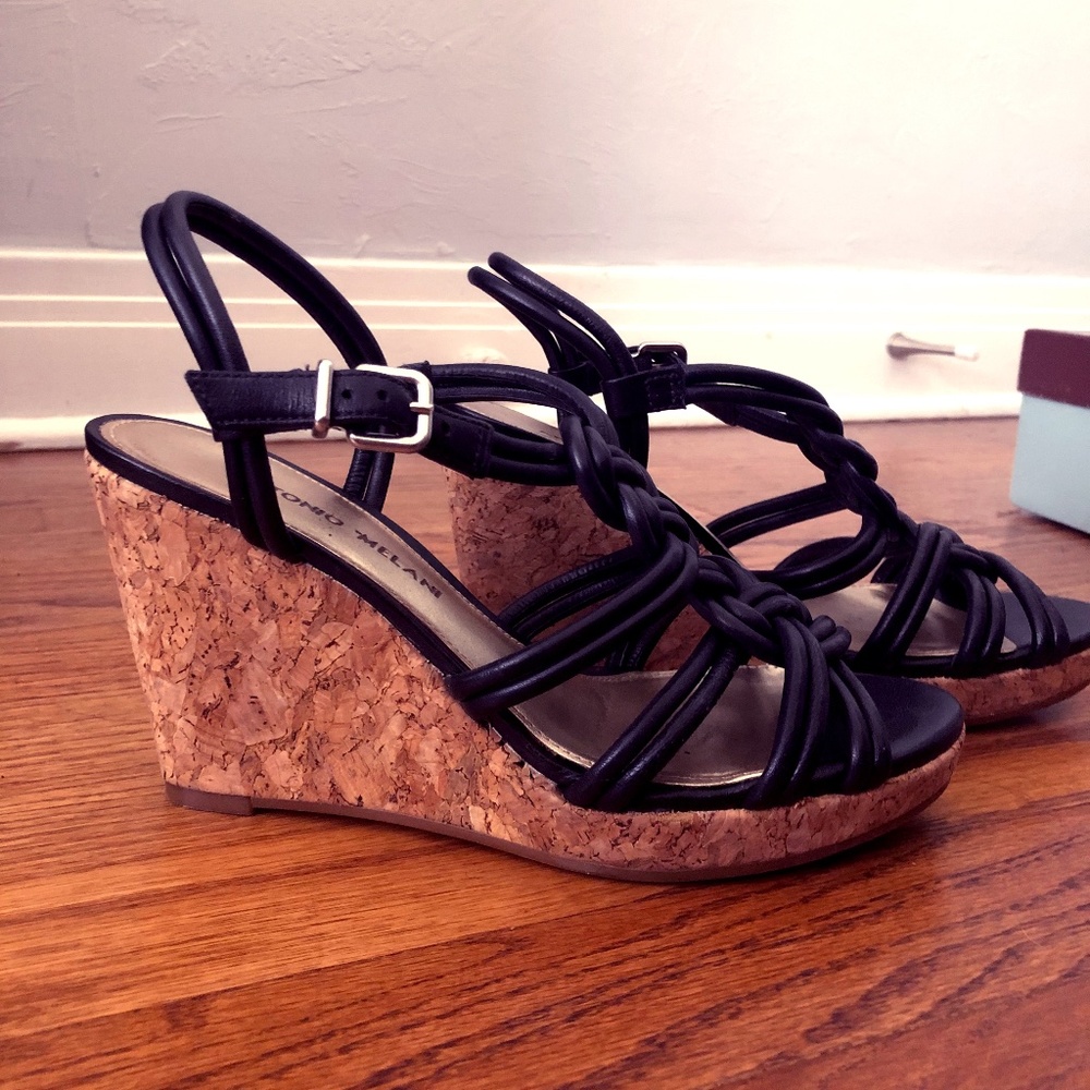 Antonio Melani Black Strappy Wedges